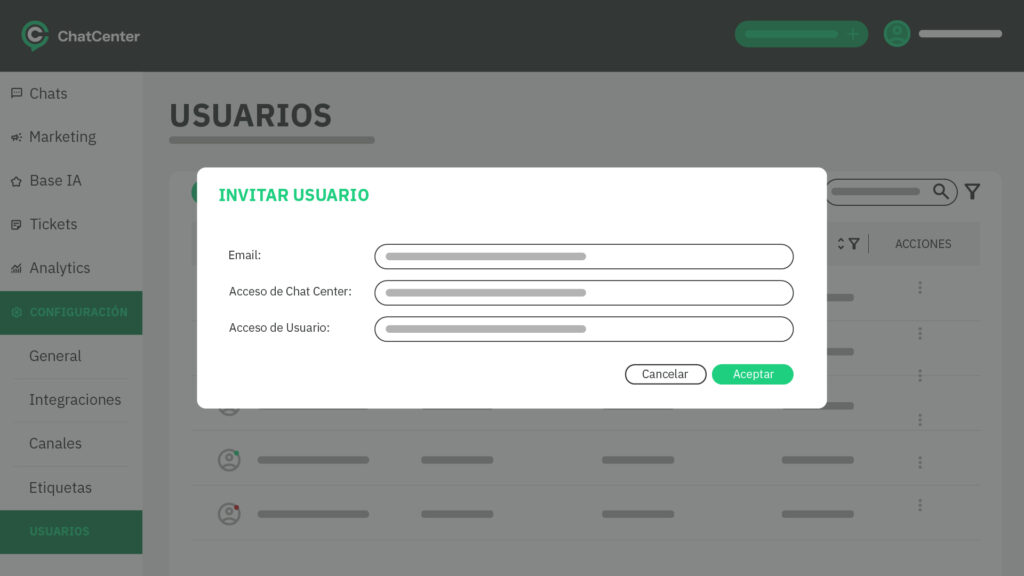 ¿cómo crear usuarios en chat center?