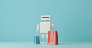 An AI agent making autonomous purchases, illustrating the impact of Agentic Commerce on WhatsApp catalogs.