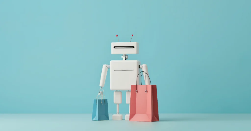 Agente de IA realizando compras autónomas, ilustrando el impacto del Agentic Commerce y la evolución de los catálogos en WhatsApp.